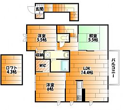 JR可部線 下祇園駅 徒歩12分の賃貸アパート 2階3LDKの間取り