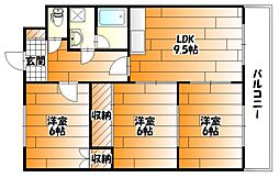 アゼリア祇園 3LDKの間取図画像