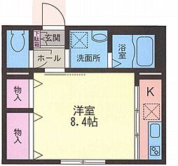 シャーメゾンJS 2階ワンルームの間取り