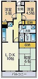 アンリベール2 3LDKの間取図画像