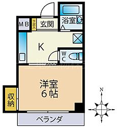 ポポロビル 1Kの間取図画像