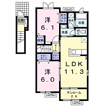 サンリットタウン　日高Ｂ  ｜ 兵庫県豊岡市日高町鶴岡（賃貸アパート2LDK・2階・61.42㎡） その2