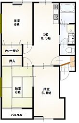 サンハイツ 3DKの間取図画像