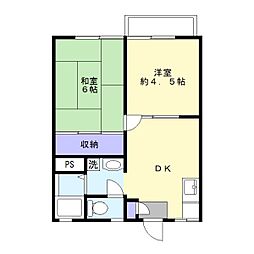 ヤマザキハイツ 2DKの間取図画像