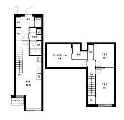 杉並区桃井4丁目マンション 2SLDKの間取図画像