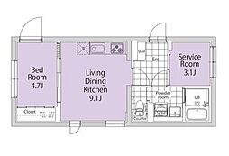 京王井の頭線 高井戸駅 徒歩7分の賃貸マンション 3階1SLDKの間取り