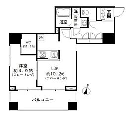 プリューム中野坂上 6階1LDKの間取り