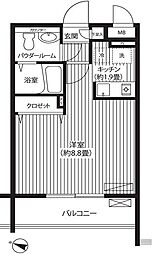 西武新宿線 下井草駅 徒歩4分の賃貸マンション 2階1Kの間取り