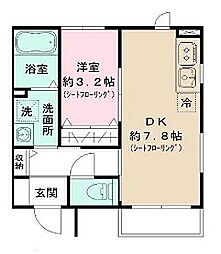 西武新宿線 上井草駅 徒歩2分の賃貸アパート 1階1DKの間取り