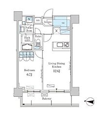 パークアクシス東高円寺 1LDKの間取図画像