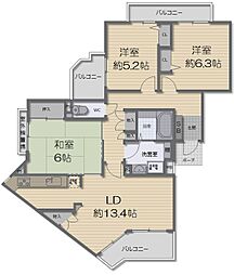 モンセーヌ西神南5号棟 3LDKの間取図画像