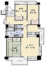 エルタウン学園2102号棟 3LDKの間取図画像
