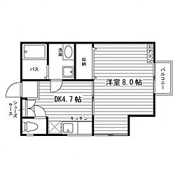 コーポアザレア学校町 1DKの間取図画像