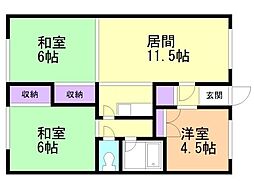 東錦ハイツ 3LDKの間取図画像
