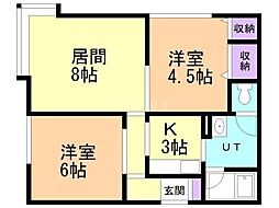 フローラA 2LDKの間取図画像