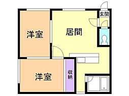 ランクル13・2 2LDKの間取図画像