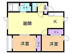 コーポ昴 2LDKの間取図画像