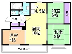 豊岡三・八ハイツ 3LDKの間取図画像