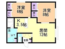 暖コーポたかはし 2LDKの間取図画像