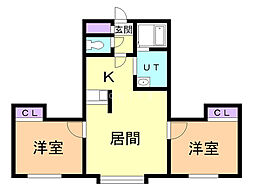 デェンファレ 2LDKの間取図画像