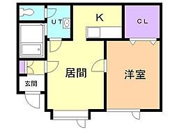 タウンズ東光 1LDKの間取図画像