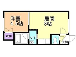 ヴィラージュサントレ 1LDKの間取図画像