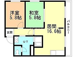 さとうハイツ 2LDKの間取図画像