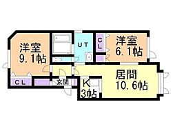 アンダンテ・D 2LDKの間取図画像