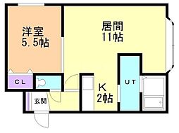 ジャンガリアン 1LDKの間取図画像