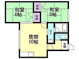 コーポカトレア 2LDKの間取図画像