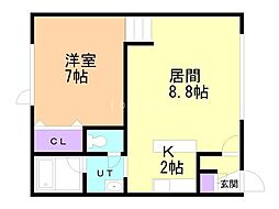 ヤマザキ2 1LDKの間取図画像