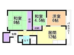 イーストカーサ2.2 3LDKの間取図画像