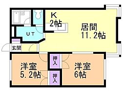 パンタシア 2LDKの間取図画像
