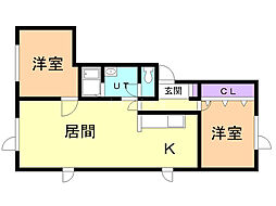 Mi-casa 2LDKの間取図画像