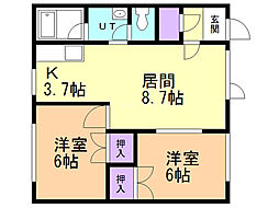 ふらわー2 2LDKの間取図画像