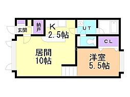 プレジデントF 1LDKの間取図画像