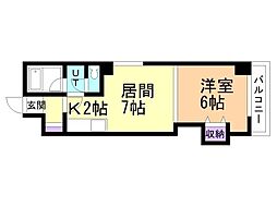 ナッツスピリット1 1LDKの間取図画像
