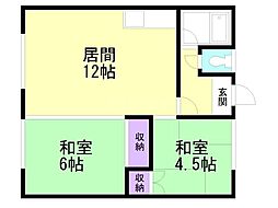 リバーハイツ安田 2LDKの間取図画像