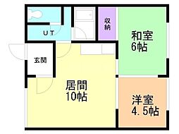 シャトレ小沢・A 2LDKの間取図画像