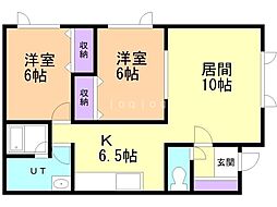 ゴールデンハイツB 2LDKの間取図画像