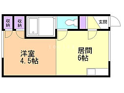 ブルーム深川3条 1DKの間取図画像