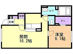 クレア・ド・ルーン 1LDKの間取図画像