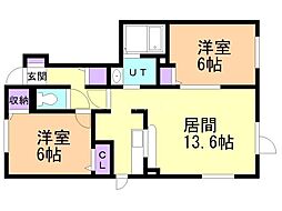 イマン 2LDKの間取図画像