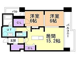 緑町ヒルズ 2LDKの間取図画像