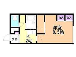 レオパレスムーロット 1Kの間取図画像