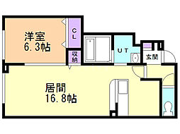 ビクトリーB 1LDKの間取図画像