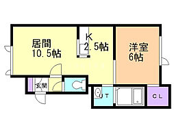 グレイス 1LDKの間取図画像