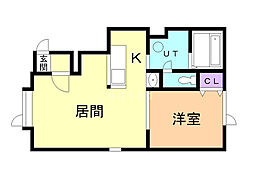スカイシティ 1LDKの間取図画像