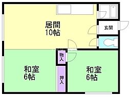 すずらんコーポB 2LDKの間取図画像