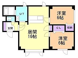 エポック神楽 2LDKの間取図画像